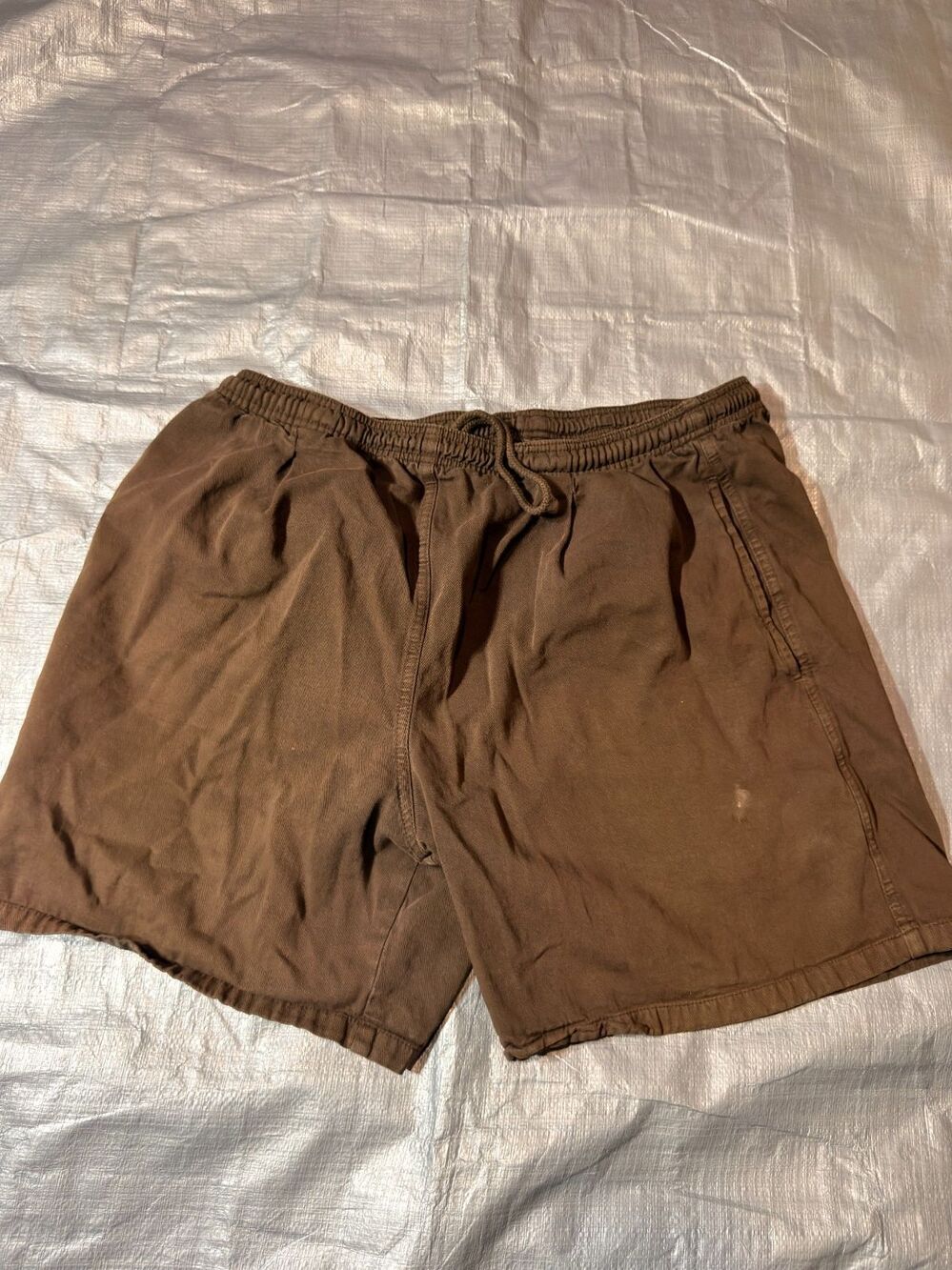 Vintage Crazy Shirts Hawaii Canvas Shorts Mens Large Brown Cotton Drawstring USA